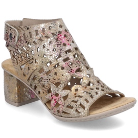 Sandalias femeninas construidas Openwork Rieker 64780-90 multicolor