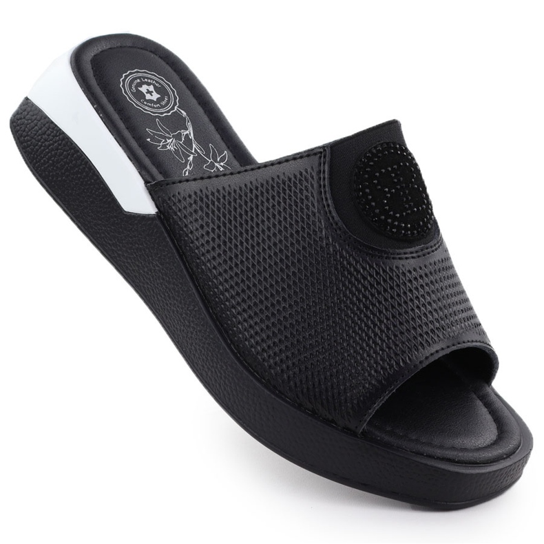 Zapatillas de cuero para mujeres cómodos jezzi negro 8479