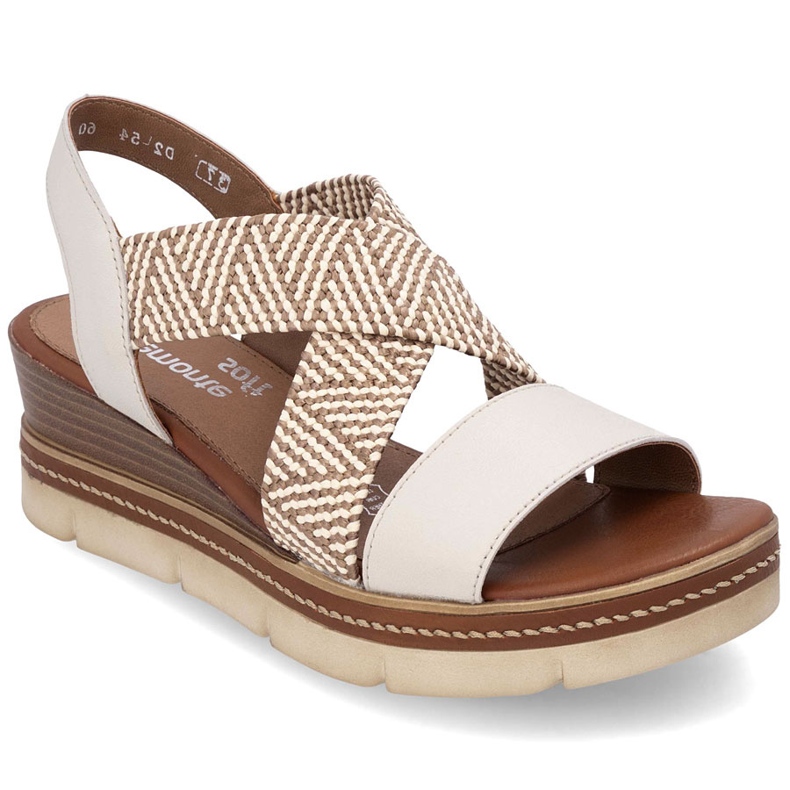 Sandalias de cuero con elásticos resbalados en un beige remonte D2L54-60