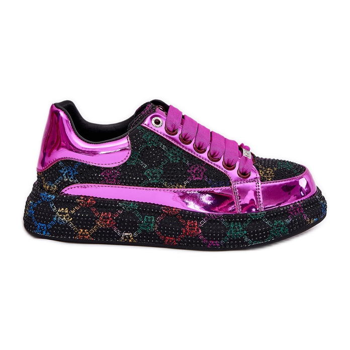Zapatillas decoradas para mujeres en la plataforma negra GOE NN2N4006 negro