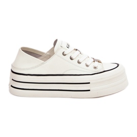 Zapatillas de deporte de cuero para mujeres en la plataforma blanca GOE RR2N4106 blanco