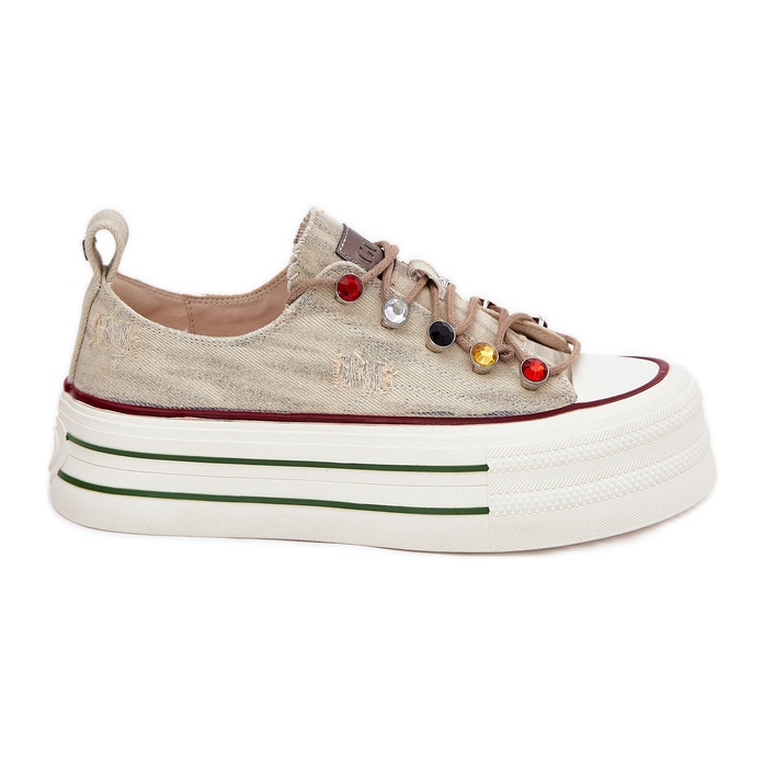 Zapatillas para mujeres en la plataforma Goe RR2N4105 beige