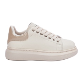 Zapatillas de deporte de cuero para mujeres en la plataforma beige de la plataforma goe rr2n4004
