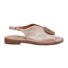 S.Barski Sandalias de mujeres brillantes Detalles decorativos S. Barski KV51-012 Oro rosa dorado