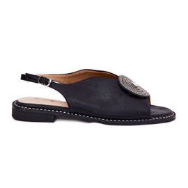 S.Barski Sandalias de mujeres brillantes Detalle decorativo S. Barski KV51-012 Negro