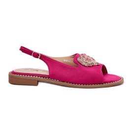 S.Barski Sandalias para mujeres con un corazón decorativo S. Barski KV27-018 Fuksja rosa