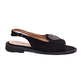 S.Barski Sandalias para mujeres con corazón decorativo S. Barski KV27-018 Negro