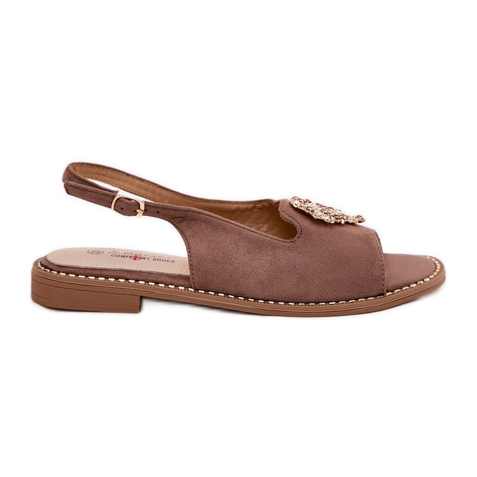 S.Barski Sandalias para mujeres con un corazón decorativo S. Barski KV27-018 Dark Beige