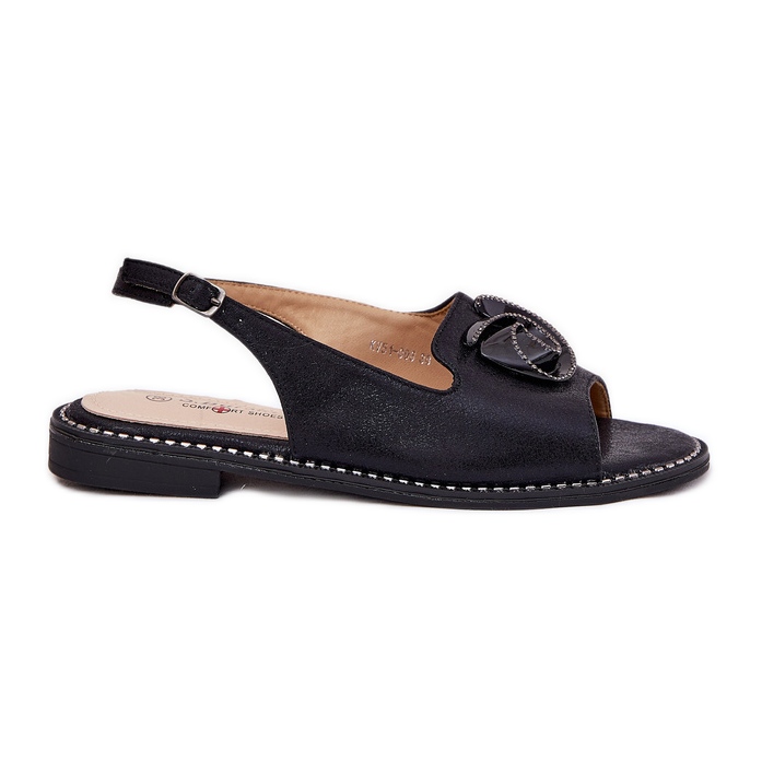 S.Barski Sandalias de mujeres brillantes con un adorno S. Barski KV51-006 Negro