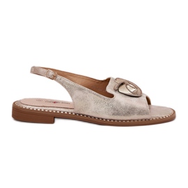 S.Barski Sandalias de mujeres brillantes con un adorno S. Barski KV51-006 Oro dorado