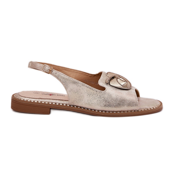 S.Barski Sandalias de mujeres brillantes con un adorno S. Barski KV51-006 Oro dorado