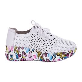 ARTIKER Cuero Openwork Women's Zapatos en cuñas Mariposas Artesis 56C1618 White blanco