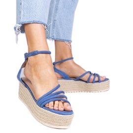 Sandalias de alpargatas azules en la plataforma