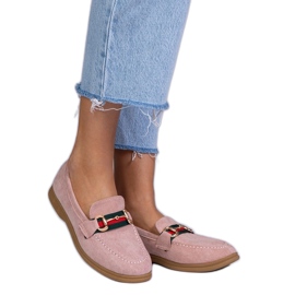 Mocasines rosados de Ekozamsz con una decoración dorada Mocasines rosados de Ekozamsz con una decoración dorada
