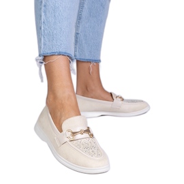 Mocasines beige de ekozamsz con circones Mocasines beige de ekozamsz con circones