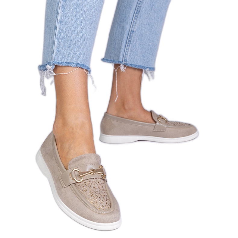 Mocasines cremosos de Ekozamsz con circones