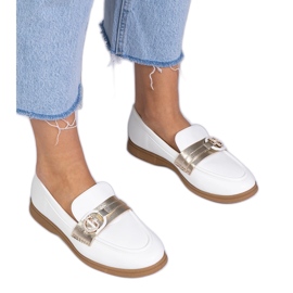 Mocasines de ecosse blanco con circones