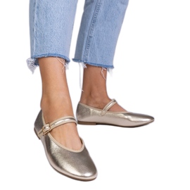 Ballerinas de oro doradas con hebilla dorado