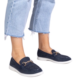 Mocasines azul marino de ekozamsz con circones
