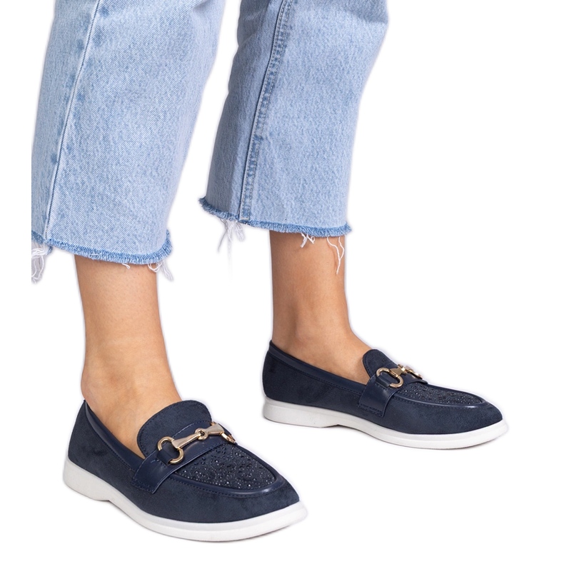 Mocasines azul marino de ekozamsz con circones