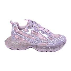 Zapatillas de deporte de cuero para mujeres Goe RR2N4081 Purple púrpura