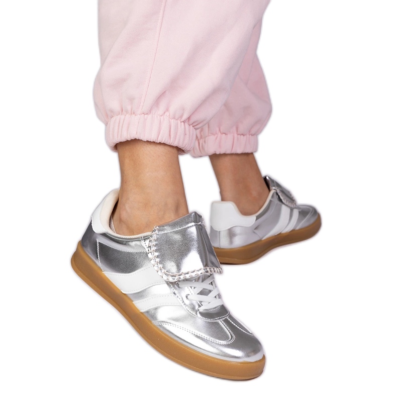 Zapatillas plateadas zapatillas deportivas femeninas plata