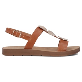 Filippo Sandalias de cuero plano para mujeres Obacs DS6885/25 Brown marrón