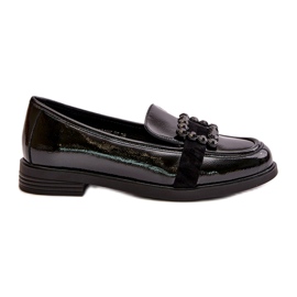 Mocasines Mujer Charol Con Adorno, Negro Vinceza 58389