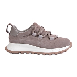 Zapatillas Mujer Ante Con Cordones Gruesos Artiker 54C1465 Gris