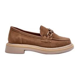 S.Barski Mocasines de gamuza de tacón plano con un tw101 bronce-o beige