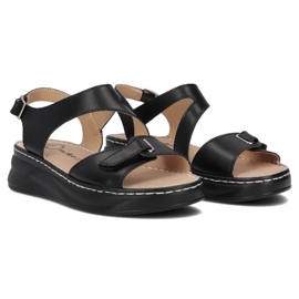 Filippo Sandalias de cuero para mujeres para cuñas negras DS7043/25 BK negro