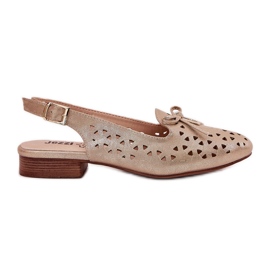 Jezzi Ballerinas de Openwork con un tacón de oro abierto dorado