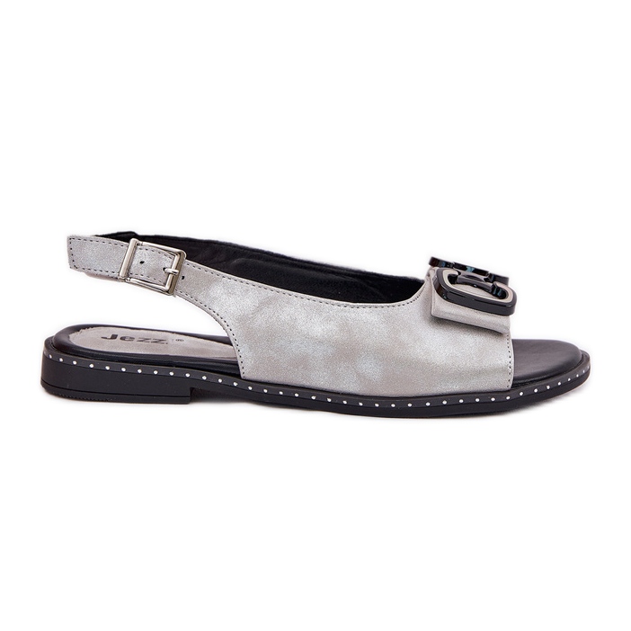 Jezzi Sandalias planas con decoración Eco Leather Plate plata