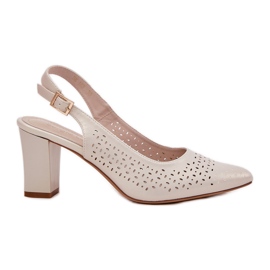 Sandalias abiertas con dedos puntiagudos en el Sergio Leone SK163 Pearl Post beige