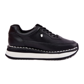 Zapatillas de deporte de cuero para mujeres en la plataforma negra Big Star RR274A335 negro