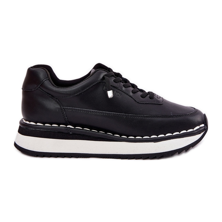 Zapatillas de deporte de cuero para mujeres en la plataforma negra Big Star RR274A335 negro