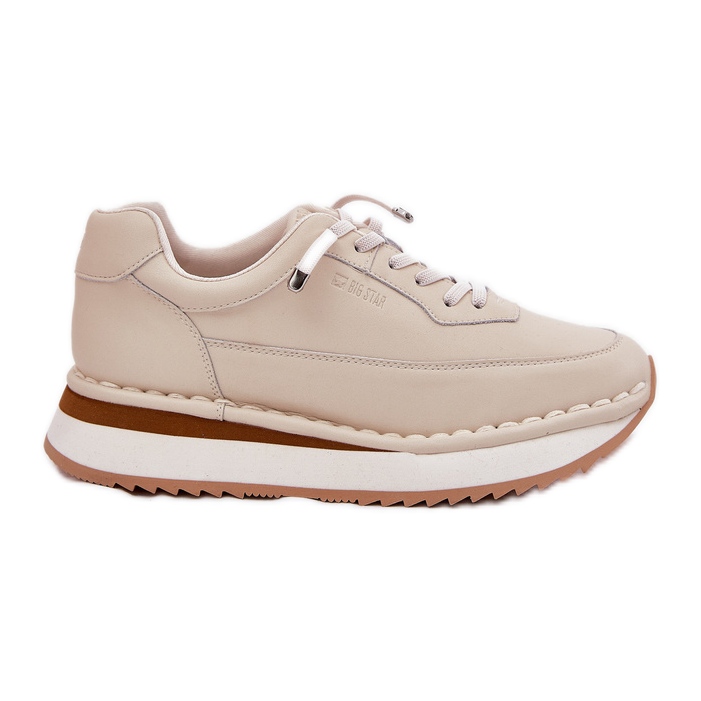 Zapatillas de deporte de cuero femenino en la plataforma Big Star RR274A334 beige