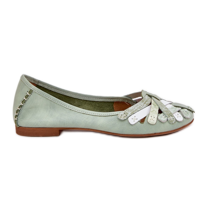 Ballerinas de cuero femenino maciejka 01358-50 menta verde Ballerinas de cuero femenino maciejka 01358-50 menta verde