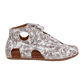 Botas Maciejka de cuero estampado 03426-46 White and Beige