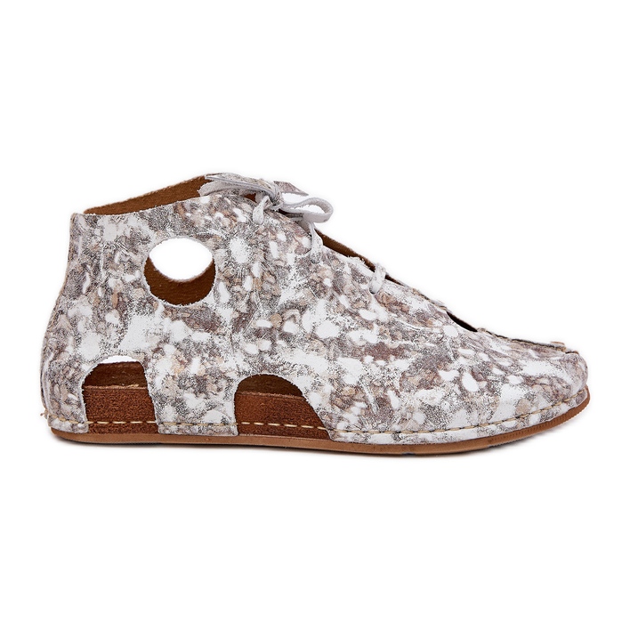 Botas Maciejka de cuero estampado 03426-46 White and Beige Botas Maciejka de cuero estampado 03426-46 White and Beige