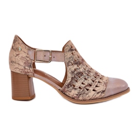 Botas de cuero de cuero para mujeres Maciejka Boots 04962-43 beige-duard