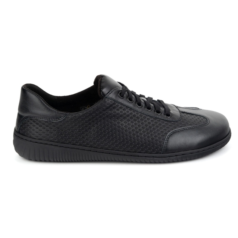 WASAK Zapatos de cuero minimalista de hombres descalzos 0742WK negro presionado en el fondo negro