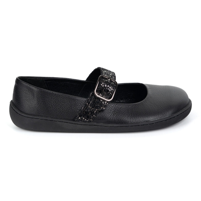 Ballerinas femeninos descalzos Olivier 1770pol de cuero con hebilla negra negro
