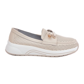 Zapatos de cuero hechos de cuero natural en la plataforma de beige Artiker 56C2102