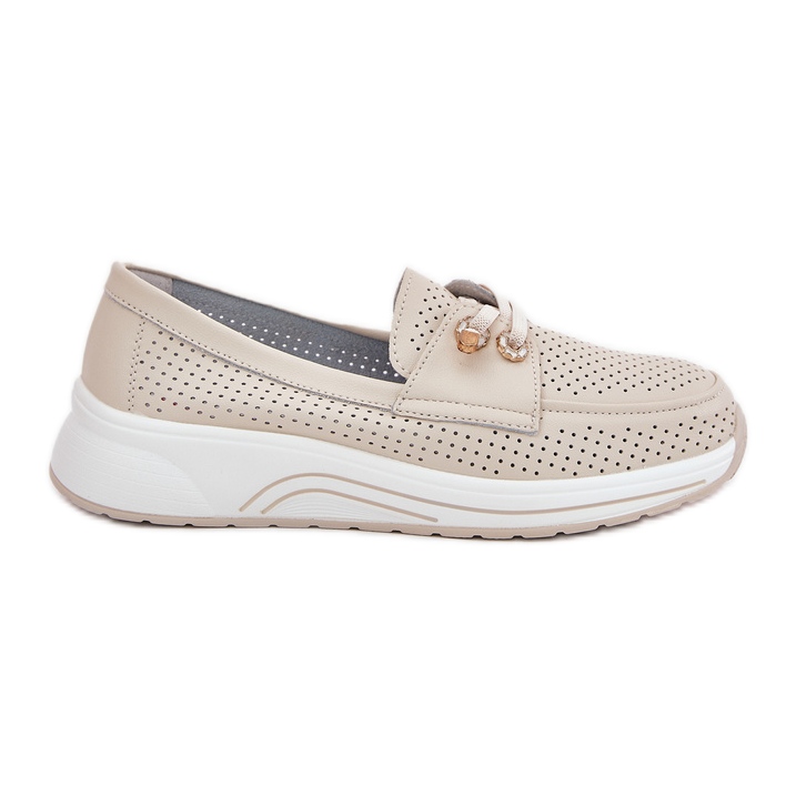 Zapatos de cuero hechos de cuero natural en la plataforma de beige Artiker 56C2102