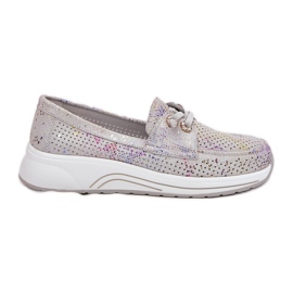 Zapatos de gamuza hechos de cuero natural en la plataforma Gray Artiker 56C2104 gris