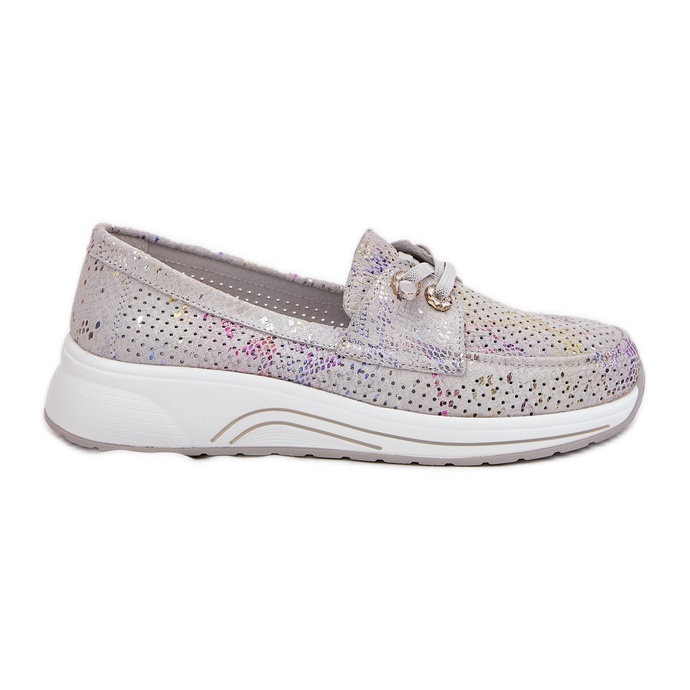 Zapatos de gamuza hechos de cuero natural en la plataforma Gray Artiker 56C2104 gris