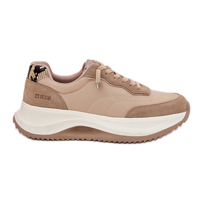 Zapatillas de ante femeninas en la plataforma Big Star RR274A345 Hi-Poly Dark-Line beige