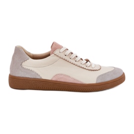 Zapatillas de cuero para mujeres Zazoo N1220 beige