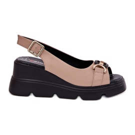 ARTIKER Sandalias de cuero para mujeres en cuña y plataforma con decoración artker 56c2209 beige